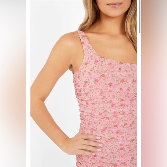 LIKELY Tash Bodycon Midi Dress In Rose shadow Multi Pink - Picture 4 of 5
